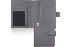 Deziliao Passport Wallet, Gray, Unisex, Faux Leather, Waterproof, Slim, Lightweight, RFID Blocking, 2-in-1 Design, with Document Slots, Credit Card Slots, SIM Card Slots