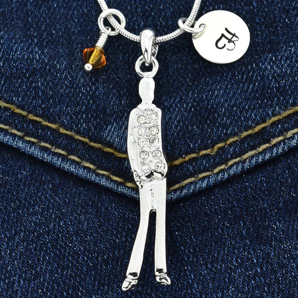 Men Personalized Necklace Pendant Hand Stamped Initial Letter Charm Sparkling