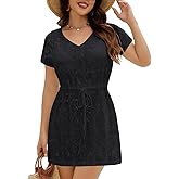 VIMPUNEC Swimsuit Coverup for Women Lace Eyelet Bathing Suit Cover Up Summer Casual Beach Dresses