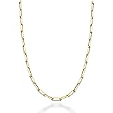 Miabella Italian Solid 925 Sterling Silver, 18Kt Gold Plated 3mm Paperclip Link Chain Necklace for Women Men, Made in Italy