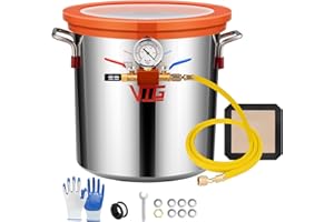 VTG VOGTEN 5 Gallon Vacuum Chamber with Tempered Glass Lid,304 Stainless Steel Degassing Chamber for Stabilizing Wood, Degassing Resin, Silicone and Epoxies