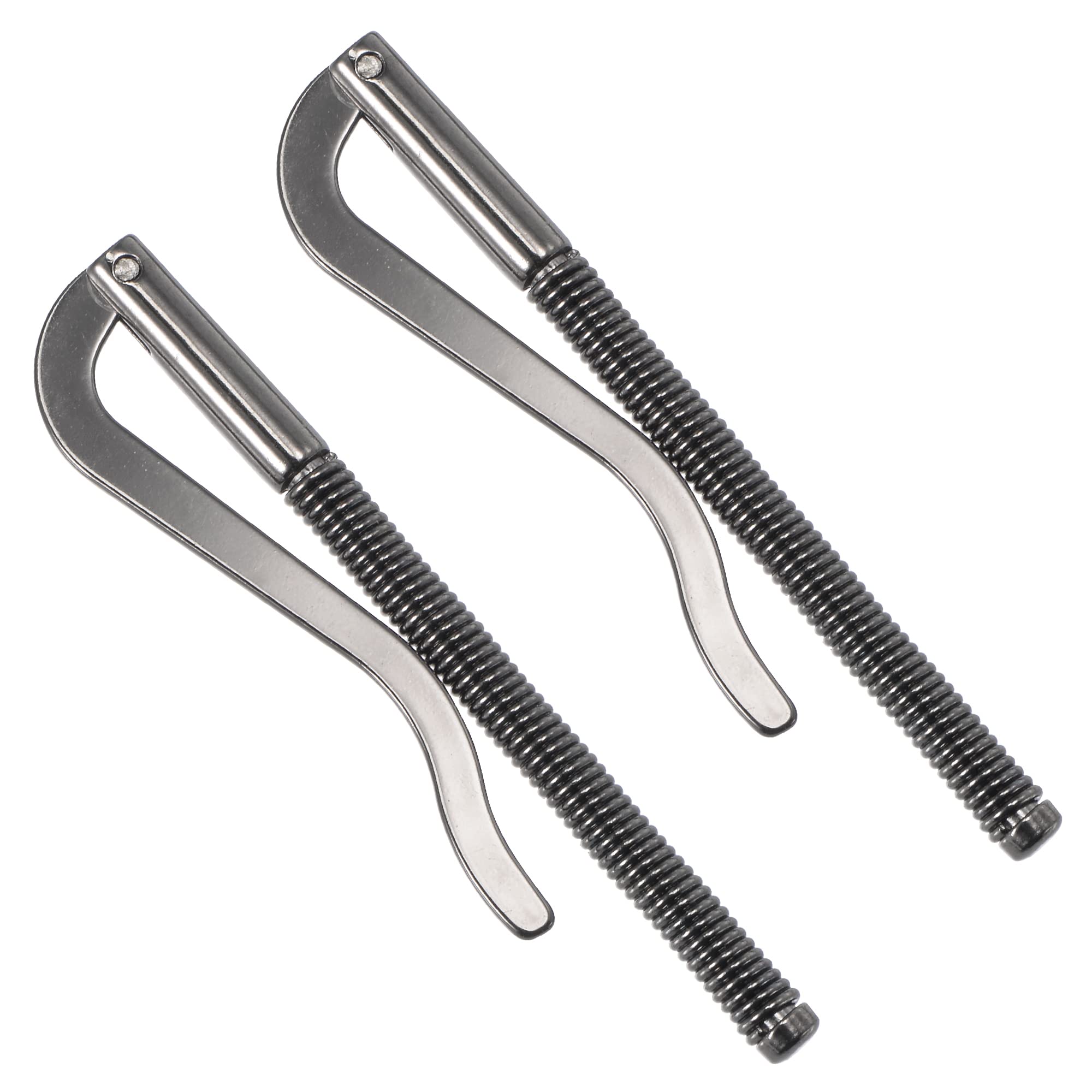 PATIKIL 80mm Spring Clip Bar, Metal Slim Open Coil Holder Clamp for Wallet Credit Card Leather Craft - 2 Pack (Black)