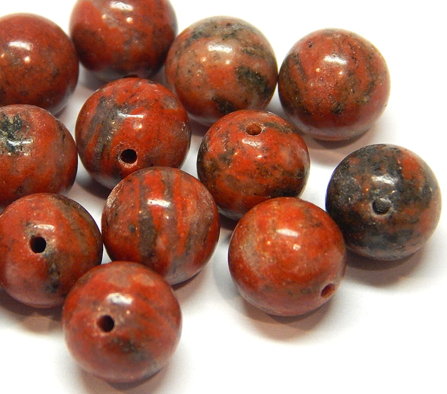 Sesam Jasper Red Gemstone Beads, 8 mm, 6 mm, 4 mm, Round, Semi-Precious Stones, Gemstone Jewellery Making, Jewellery Beads (4 mm - 25 Pieces)