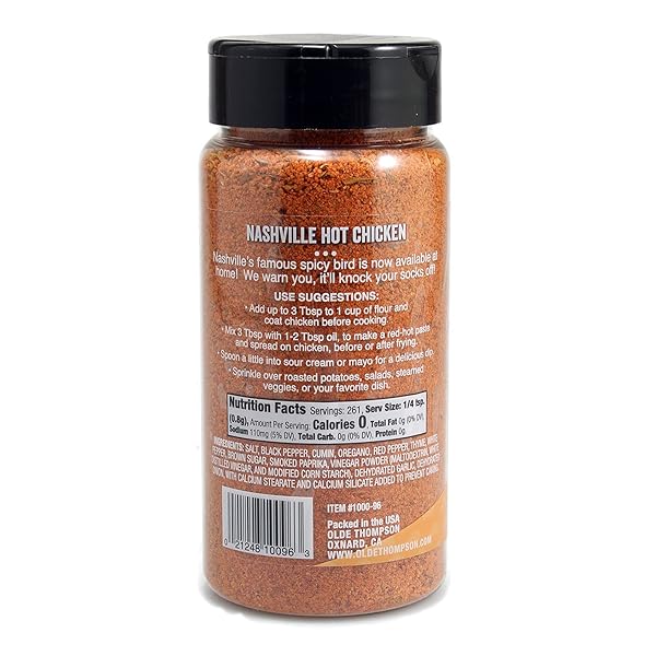 OLDE THOMPSON NASHVILLE HOT CHICKEN SEASONING, FLAMING HOT CHICKEN SPICE, 7.3 OUNCE