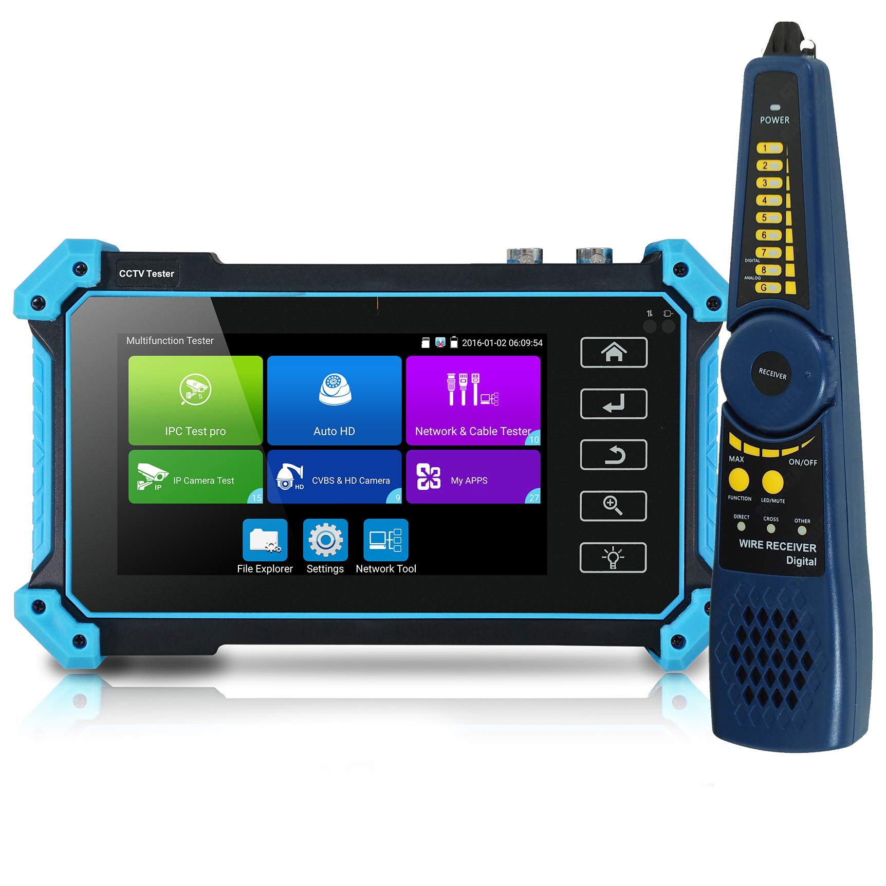 CCTV Tester, IPC-5200C Plus 5 Inch IPS Touch Screen IP CVBS Analog Camera Tester 4K H.265 Video Monitor with HDMI Input/POE/WiFi/Cable Tracker/TVI CVI AHD/Firmware Upgraded