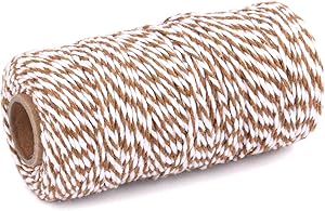YZSFIRM 2 Roll 2mm Twine String,Brown and White Garden Cotton Rope,Bakers Twine Packing Cord for Gift Wrapping and DIY Crafts(656 Feet)