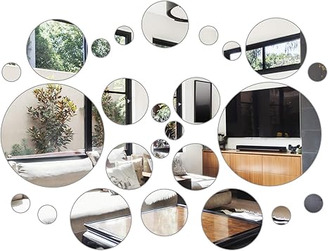 Amazon Com Aneco 52 Pieces Flexible Mirror Wall Stickers Set Removable Acrylic Mirror Circle Self Adhesive Plastic Mirror Decal For Home Decor Furniture Decor