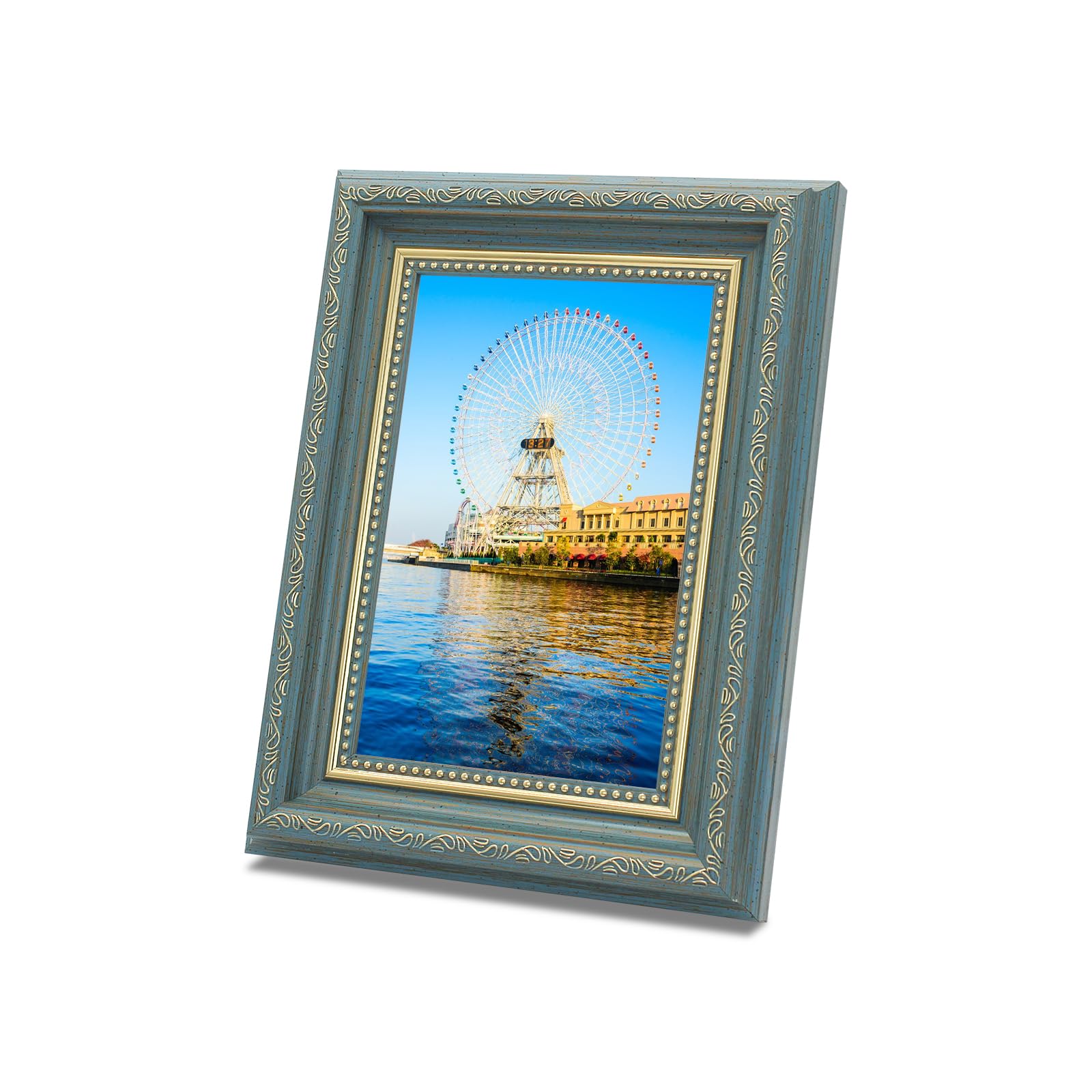 Andiker 6x4 Photo Frame, Premium Resin Material and Unbreakable Plexiglass Elegant Exquisite Decor Photo Frame with Mount for Tabletop or Wall-mounted (Green 6 * 4)