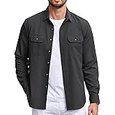 COOFANDY Mens Casual Button Down Shirts Long Sleeve Wrinkle-Free Shirt Lightweight Shirt Jacket