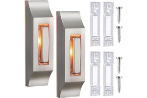 Enhon 2 Pack Metal Doorbell Push Button, Heavy Duty Metal Door Bell Button with Warm LED Light, Garage Doorbell Compatible wi