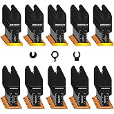AMZWEI 100PCS Oscillating Tool Blades, Titanium &amp; HCS Oscillating Saw Blades for Metal/Wood/Plastic Cutting, Curved Edge Multi Tool Blades Compatible with Dewalt, Milwaukee, Dremel, Ryobi, Rockwell