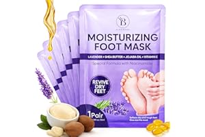 6 Pack Hydrating Foot Mask for Dry Cracked Feet, Restoring & Hydrating Socks with Lavender, Shea Butter, Jojoba Oil & Vitamin