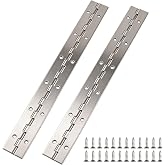 Piano Hinge, 12 Inch Stainless Steel Hinges with Holes and Stainless Steel Screws, Piano Heavy Duty Hinges, Suitable for Cabinets, DIY Storage Boxes, and Marine Scenarios (2Sets)