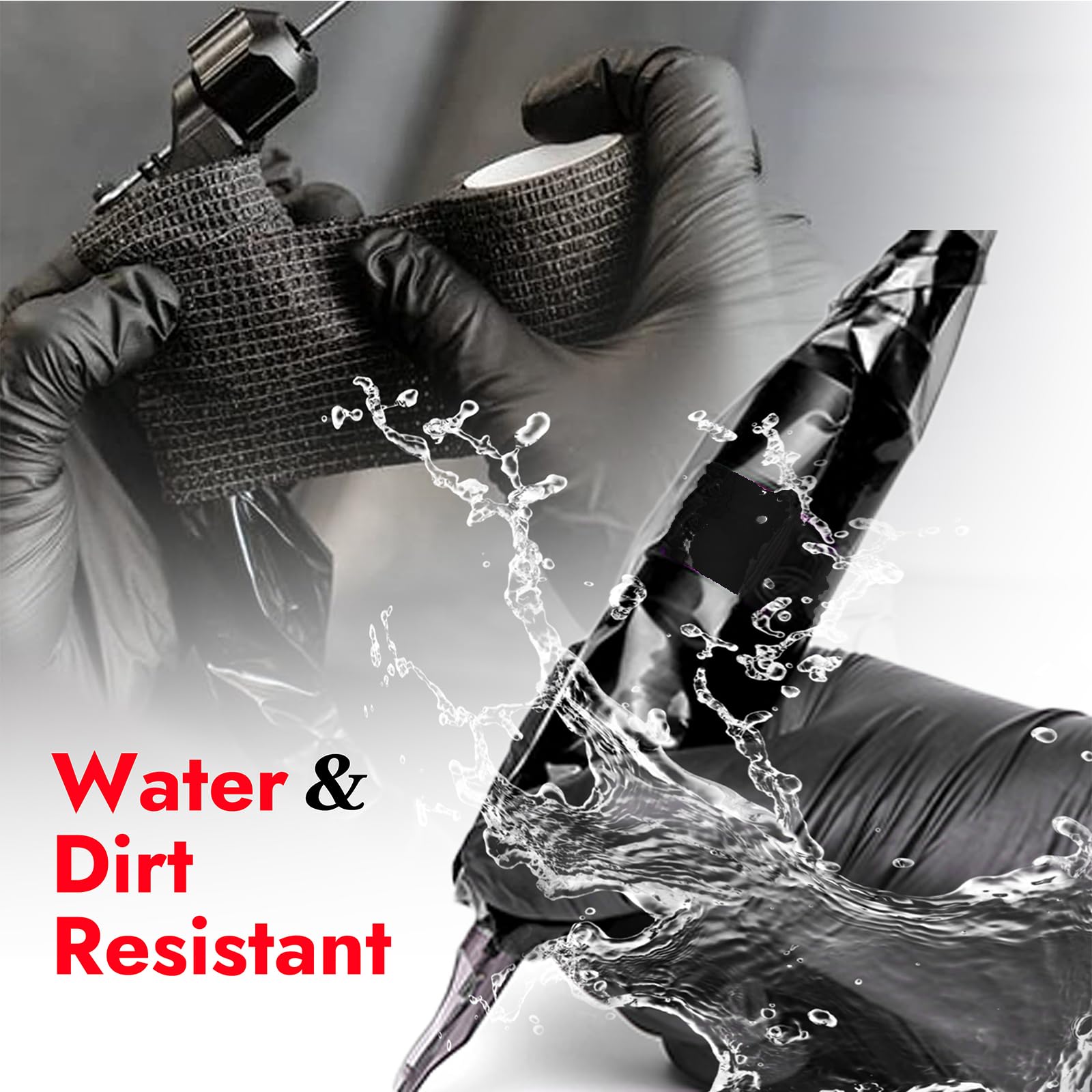 200PCS Pen Covers with 6PCS Grip Tape - SOTICA Machine Wrap Cover Black Pen Bags Pen Sleeves Machine Sleeves with Black Grip Wrap Self-Adherent Tape Plastic Covers