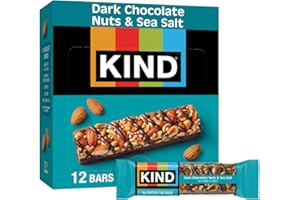 KIND Nut Bars, Dark Chocolate Nuts and Sea Salt, Healthy Snacks, Gluten Free, Low Sugar, 6g Protein, 12 Count