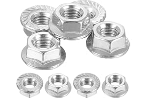 uxcell Flange Left Hand Nuts, M8x1.25mm 304 Stainless Steel Serrated Flange Left Hand Reverse Nuts for Assembling and Fasteni