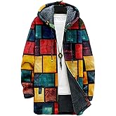BIVENANT Mens Long Cardigan Hoodies Color Block Hooded Jacket Horse Print Open front Sweater Hoodie with Pockets Coat