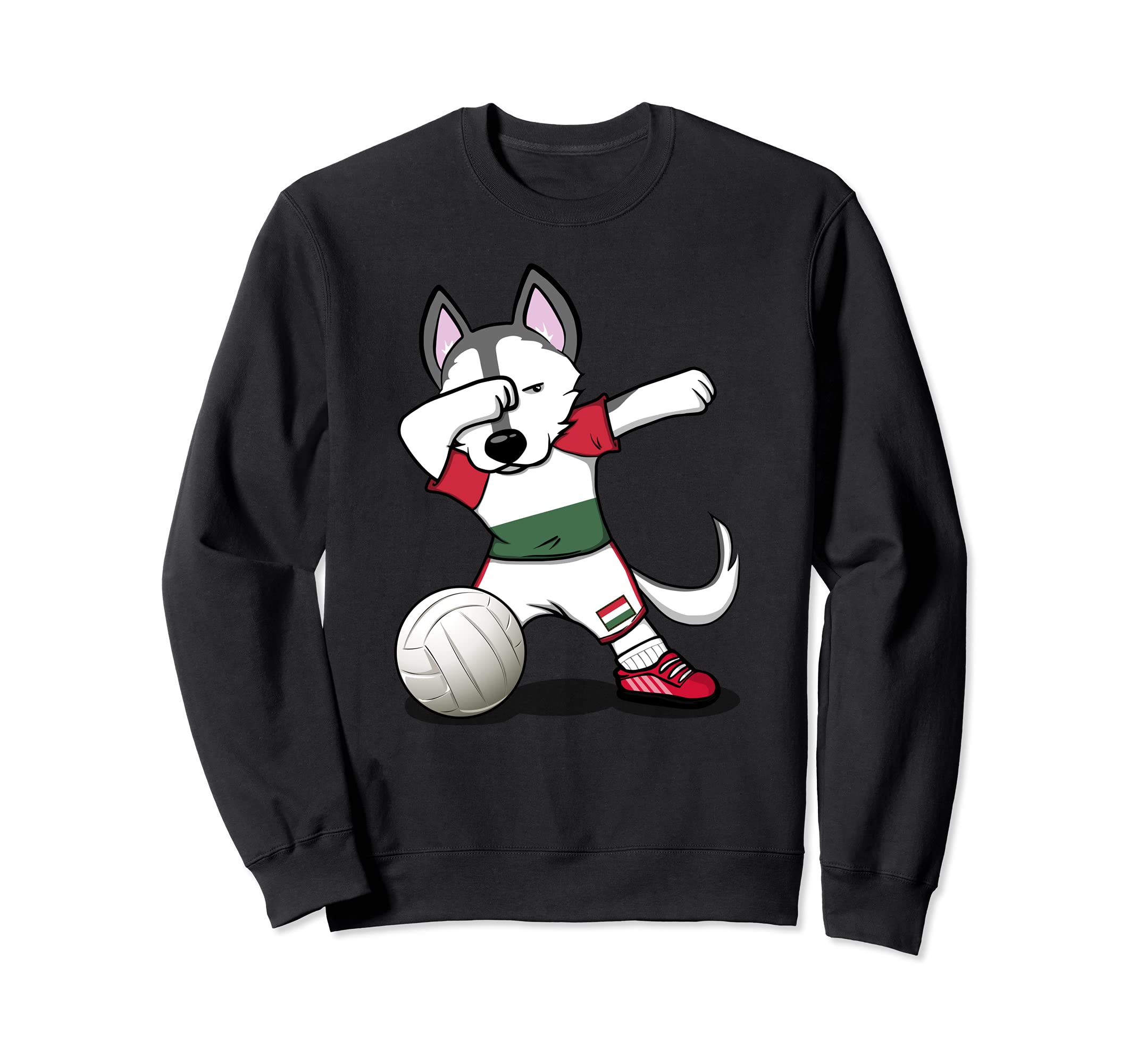 Dabbing Husky Hungary Volleyball Fans Jersey Hungarian Flag Sweatshirt