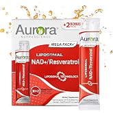 Aurora Nutrascience Liposomal NAD+ with Resveratrol, 32 Packets | NAD Plus Liquid Supplement, Cellular Energy &amp; Healthy Aging Support, Vegan, Gluten-Free, Non-GMO, for Men &amp; Women