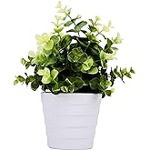 Meneco Small Fake Plant Potted - Faux Plant Indoor Plant Artificial Potted Plant Decor for Home and Office (Eucalyptus Green)