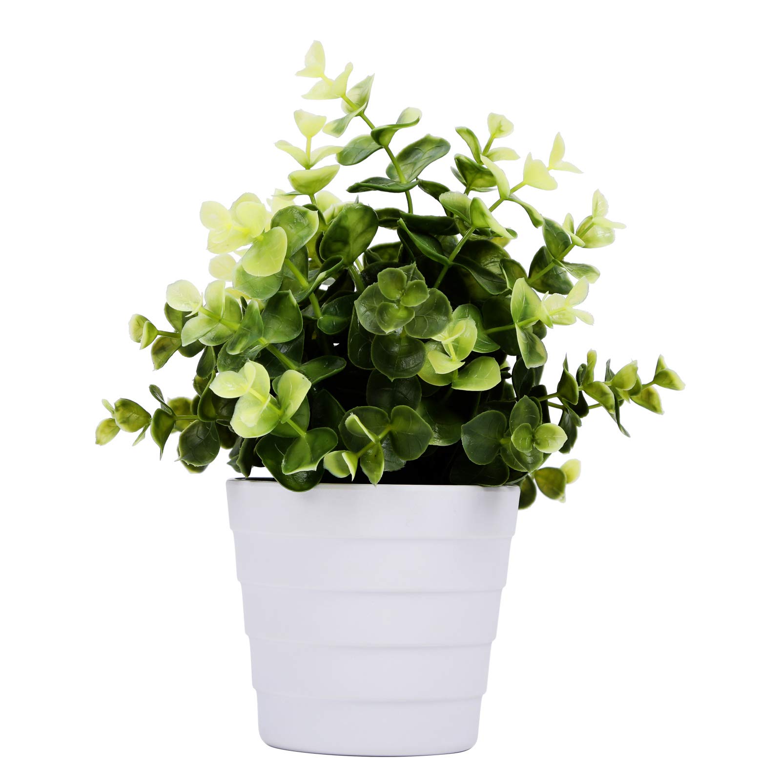 Meneco Small Fake Plant in Pot – Artificial Plants Indoor Plant Faux Potted Plant Decor for Home and Office (Eucalyptus Green)