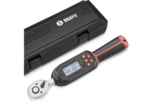 VANPO 3/8 Inch Digital Torque Wrench with Preset Values, 2.2-44.3 Ft-lbs/3-60Nm, Buzzer and LED Notification, Small Electronic Torque Wrench for Motorcycles