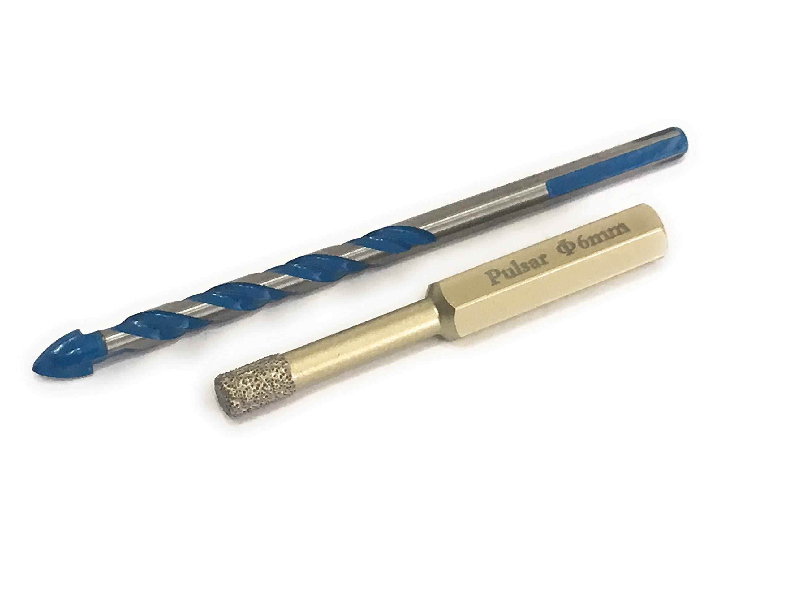 2 x Set of 6mm Pulsar High Performance Drill Bits Dry Drilling for Tiles Ceramic Porcelain and Natural Stone Easy Start up Set