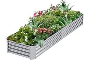 DERYONI Large Raised Garden Bed for Gardening,Galvanized Raised Garden Bed Outdoor 12x2x1ft,Metal Planter Raised Beds Box for Vegetables,Fruits,Flowers