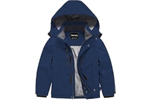 Pursky Boy's Waterproof Ski Jacket Kids Winter Snow Coats Fleece Raincoats Parka