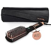 NuMe Ionic Straightening Brush with Tourmaline Ceramic Bristles & Edges - Negative Ion Conditioning Technology for Smooth, frizz Free and Healthy Hair- Dual Voltage