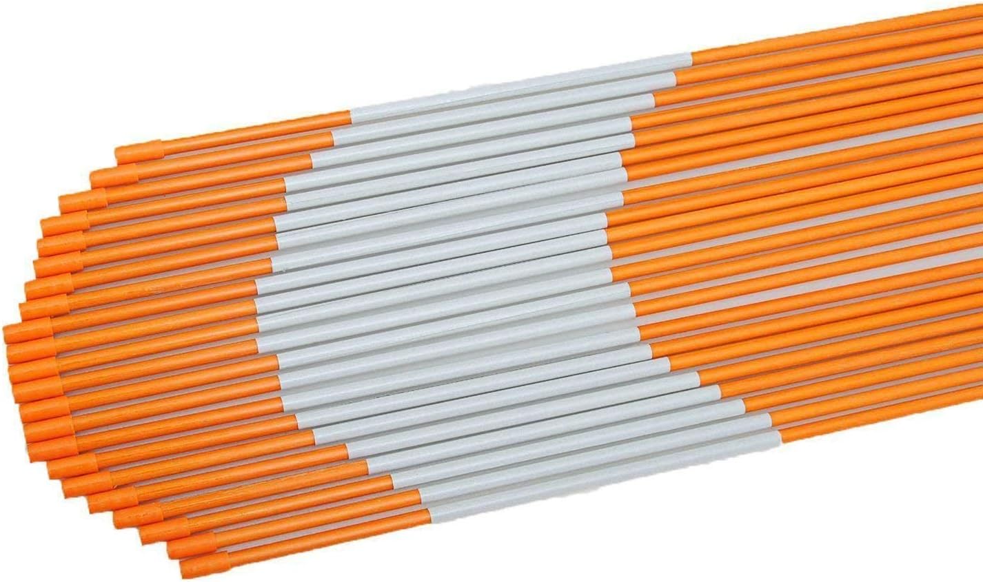 FiberMarker Driveway Markers 24-Inch Orange 20-Pack 1/4-Inch Dia Snow Poles Snow Markers Snow Stakes