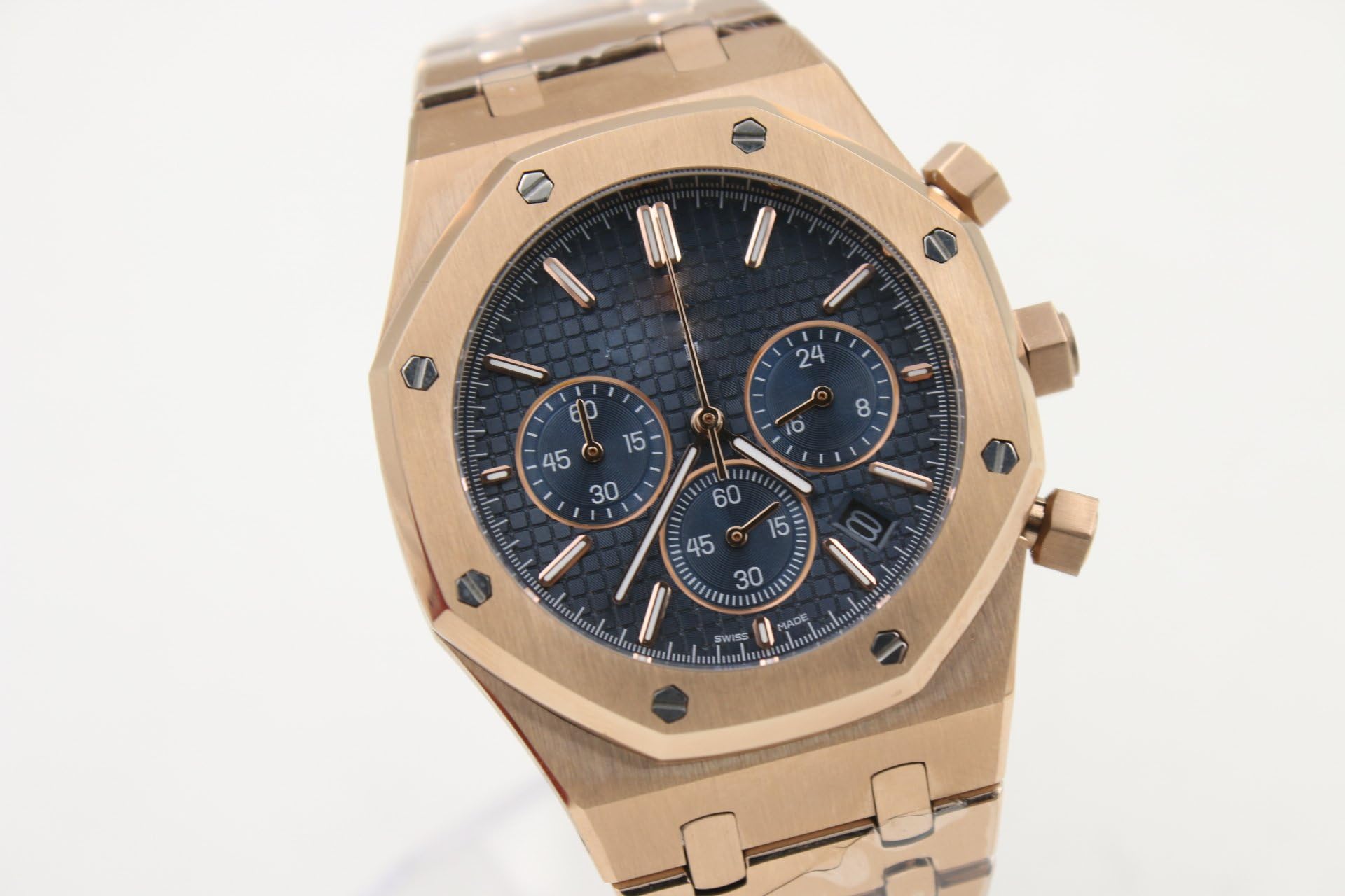 Luxury Brand Top high Japanese Quartz Chronograph Watch Watches 18k Gold Color Blue dial