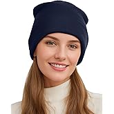 Womens Satin Lined Beanie Wool Knit Cuffed Warm Winter Hats for Women Men Soft Slouchy Silk Lining Beanies Skull Cap