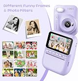 GREENKINDER Kids Camera Instant Print 3.0'' Screen 32GB Card 3 Rolls Purple view 6