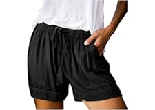 DASAYO Shorts with Pockets for Women Cotton Drawstring Elastic Waist Casual Shorts Loose Lounge Summer Shorts