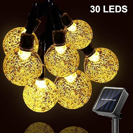 Geyueya Home Led Solar Lichterkette Garten Lichterkette Kristall Kugeln Warmweiss 5m 30 Leds 8 Modi Ip65 Wasserdicht Aussenlichterkette Deko Fur Garten Terrasse Hochzeiten Partys Innen Und Aussen Amazon De Beleuchtung