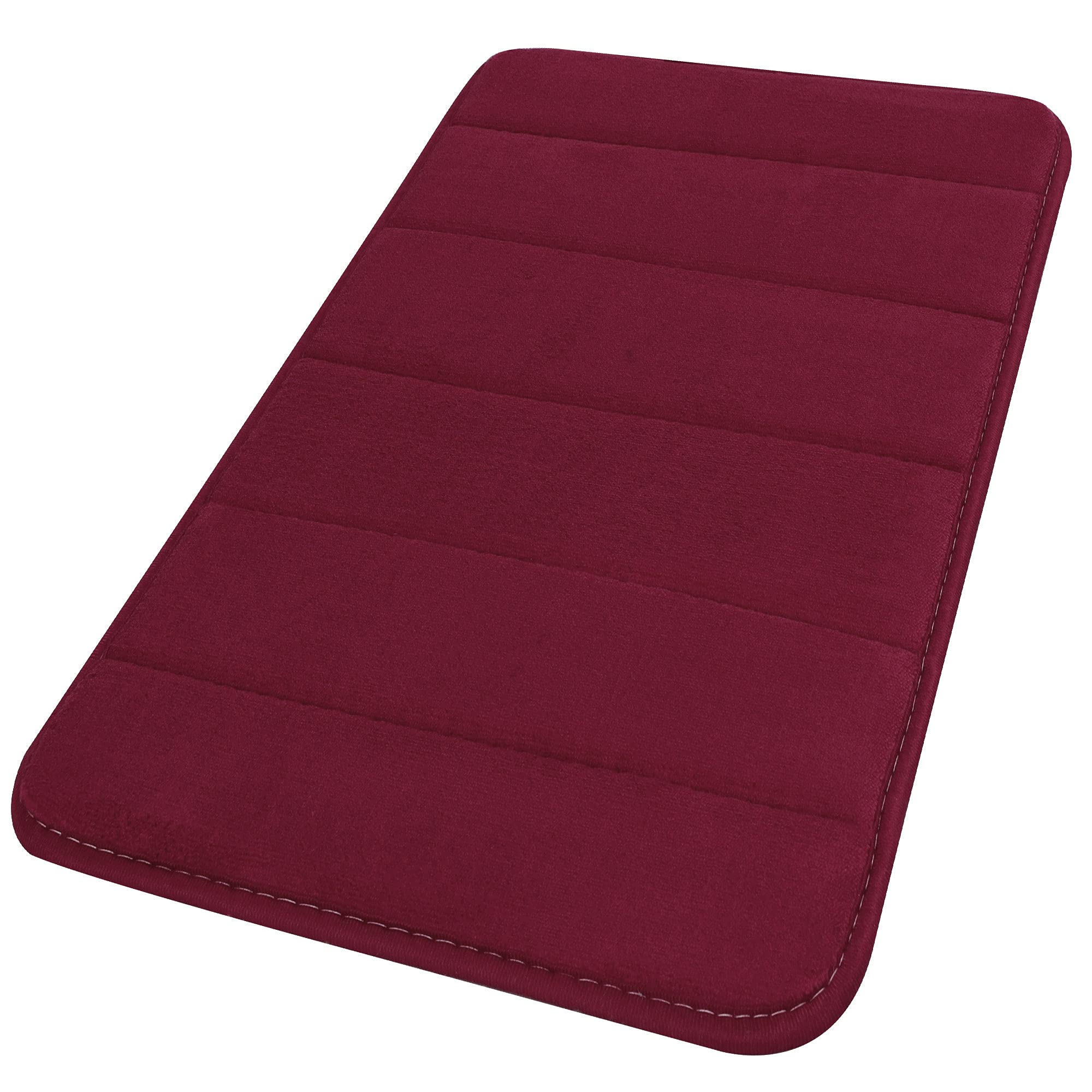 sourcing map Memory Foam Bath Mat Water Absorbent 20"x32"/ 50x80 Cm, Non Slip Bathroom Rug for Bathroom Living Room Floor Tub - Machine Washable Bath Mats Carpet Soft and Thick, Burgundy