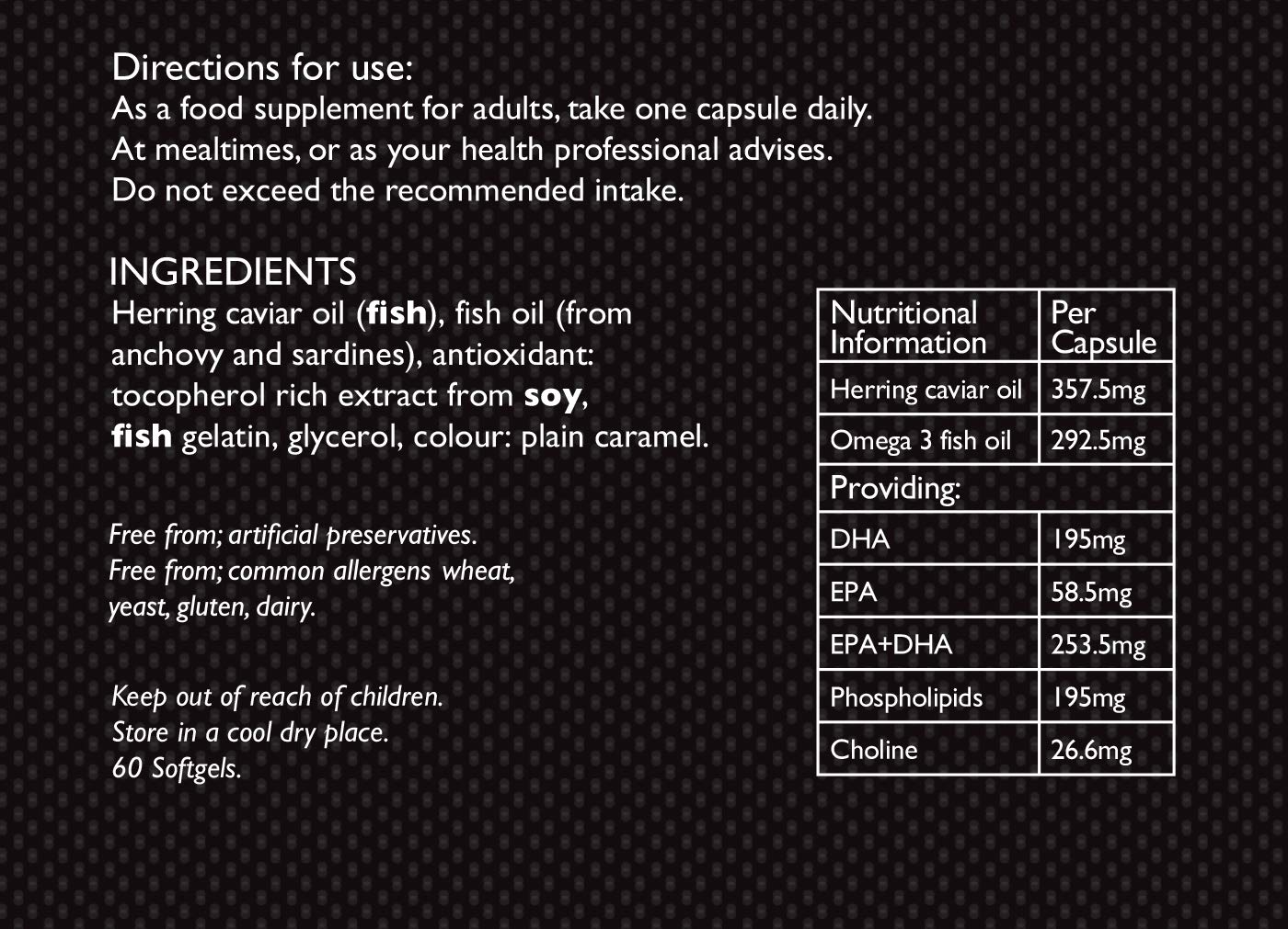 Tom Oliver Nutrition Omega 3 Herring Caviar Premium Marine Omega 3