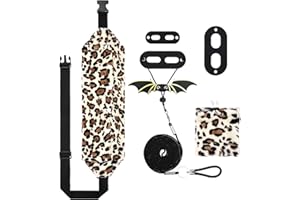 Bearded Dragon Leash and Leopard Pattern Carrier, 3 Size Pack Adjustable Lizard Adjustable Harness with Leather Wings and Sli