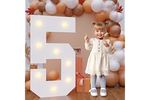 Bugame 3FT Marquee Numbers, Large Light Up 5 for 15th 50th Birthday Decorations, Warm Light 3 Feet Tall for Anniversary Party Decor