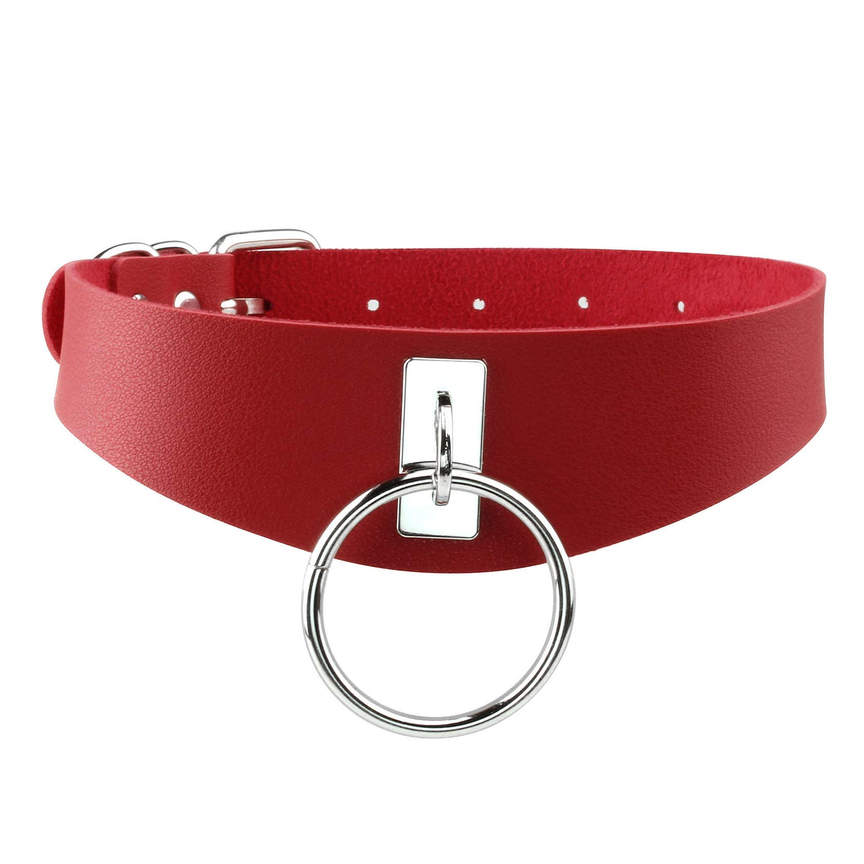 JJDreams Punk Choker Vintage Cool Wide PU Leather Gothic O Ring Collar Necklace for Women