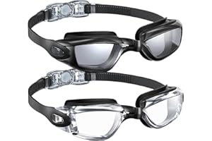 QALLY Goggles-Swimming-Adult Swim-Goggles-Men and Women: Anti Fog Pool Goggles with UV Protection and No Leaking