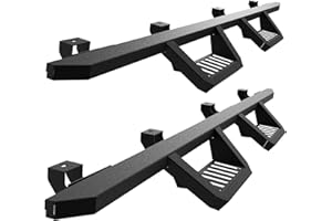 Peforway Running Boards for 2020-2024 Gladiator JT 4 Doors, Textured Black Steel Side Steps Bars Rock Sliders Rectangular (2 pcs)