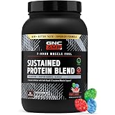 GNC AMP Sustained Protein Blend, Fruity Crisps, 30 Oz, 26 Servings | Seven-Hour Muscle Fuel for Sports Nutrition, 25g Protein Per Serving, 5g BCAA, Slow-Digesting &amp; Sustained-Release
