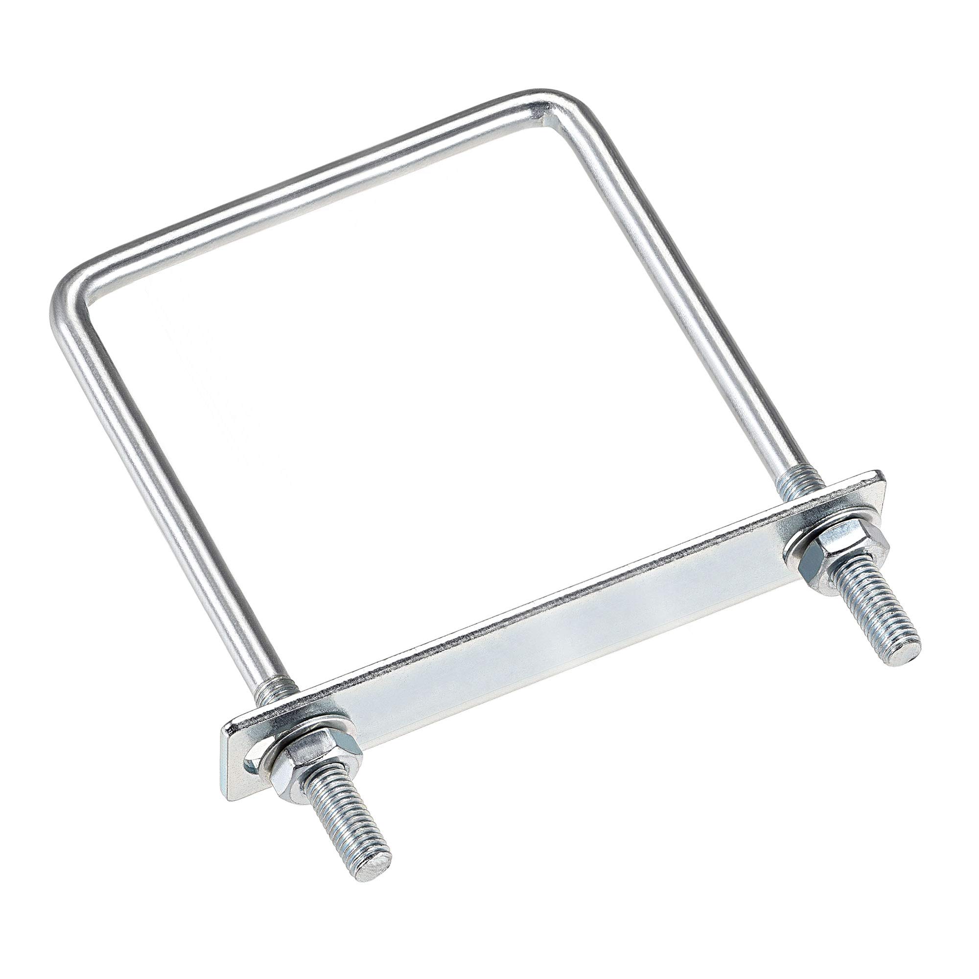 sourcing map Square U-Bolts 3-1/2"(90mm) Inner Width Carbon Steel M8 with Nuts, Frame Plate, Round Washers