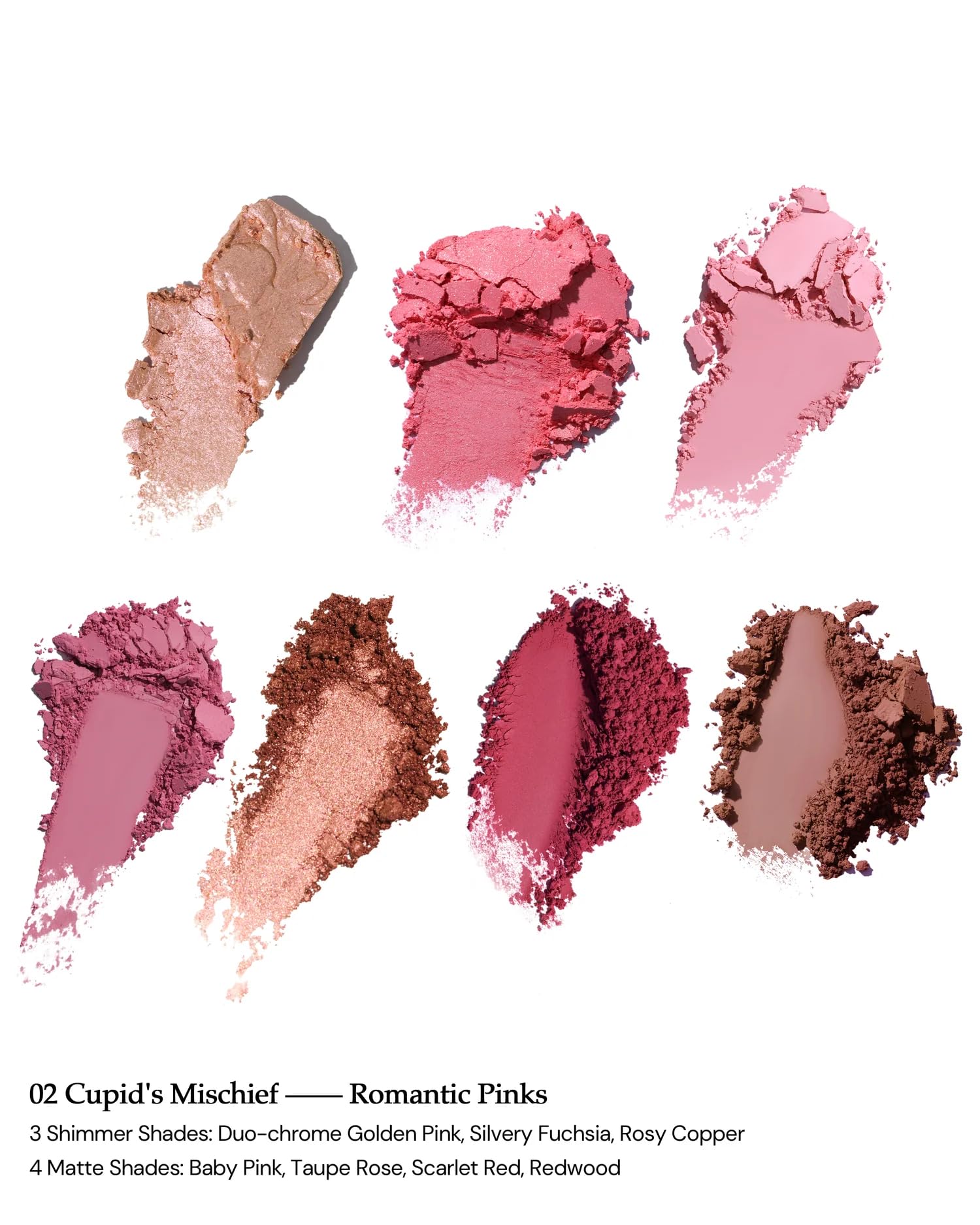 Flower Knows Strawberry Cupid Makeup Palette,Eyeshadow,Blush,Highlighting & Contour All-in-One Face Makeup Palette with 4 Matte+3 Shimmer Pink Shades(S02 Cupid's Mischief,0.49 Oz)