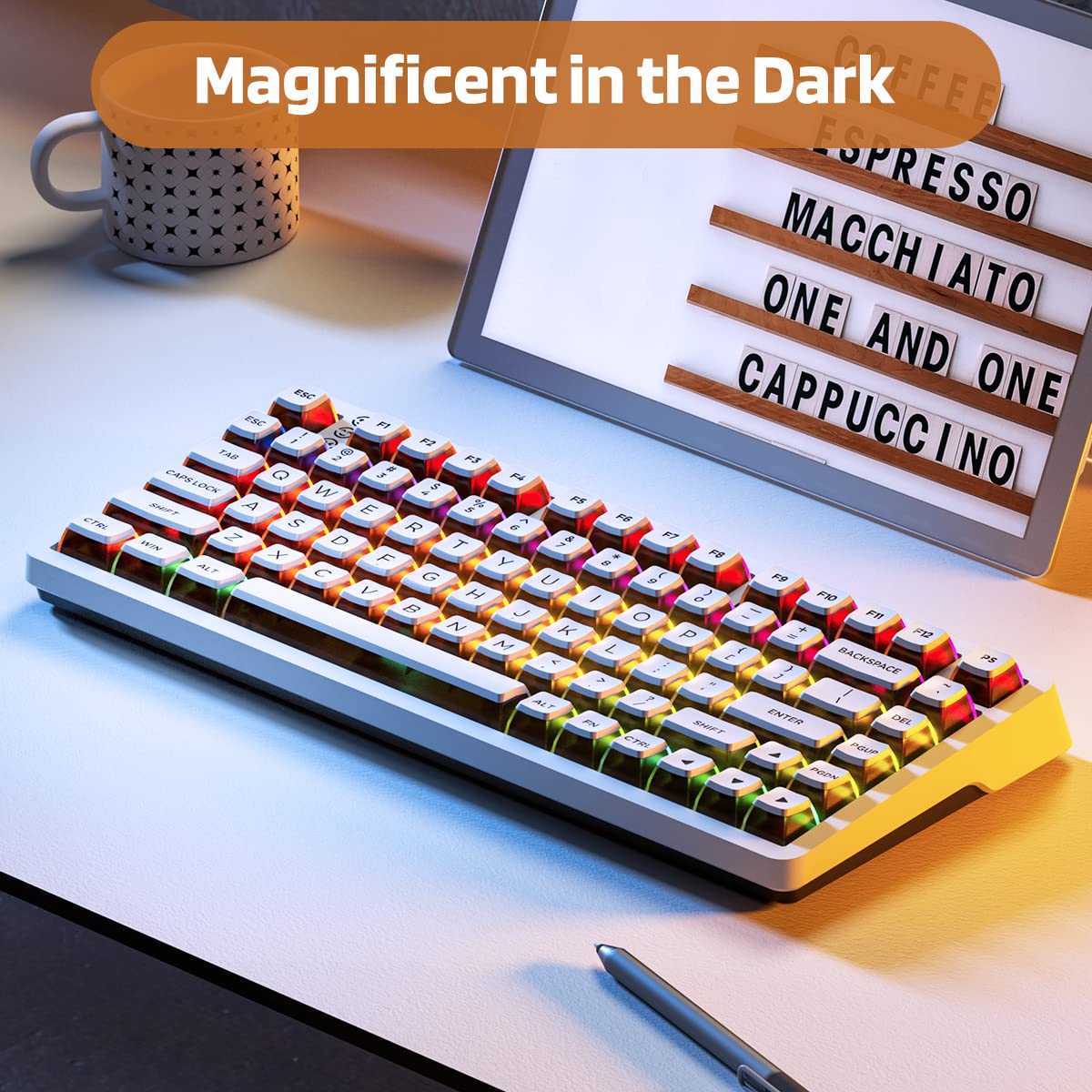 KBDcraft Soda Can Pudding Keycaps for Mechanical Keyboards, ASA Profile, Innovated Based on OEM, PBT Doubleshot with Transparent Layer for RGB, Full 116-key