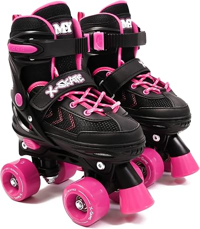 M.Y X-Skate Adjustable Pink Quad Roller Skates Kids Medium