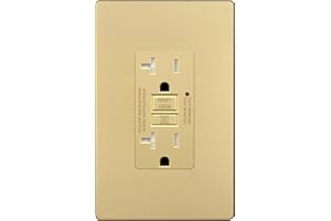 LIDER 20A GFCI Outlet, Tamper-Resistant Receptacle with Self-Test, LED Indicator, ETL Listed, Anti-Interference (No-False-Trip) Protection, Residential/Commercial, Screwless Wall Plate, Gold
