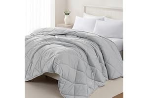 Homelike Moment Lightweight King Comforter-Grey Duvet Insert Down Alternative Comforter King Size Bed, All Season Quilted Breathable Soft Bedding Comforter with Corner Tabs Light Gray